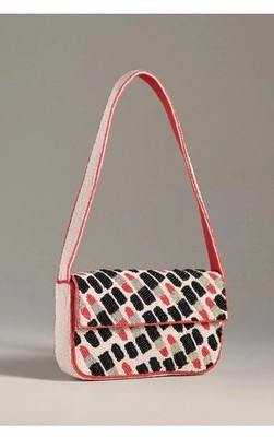 NWT Anthropologie The Fiona Beaded Bag Icon Edition LIPSTICK