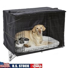 Dog Crate Starter Kit Double Door W/ Bed Cover Bowls Training Accessories New