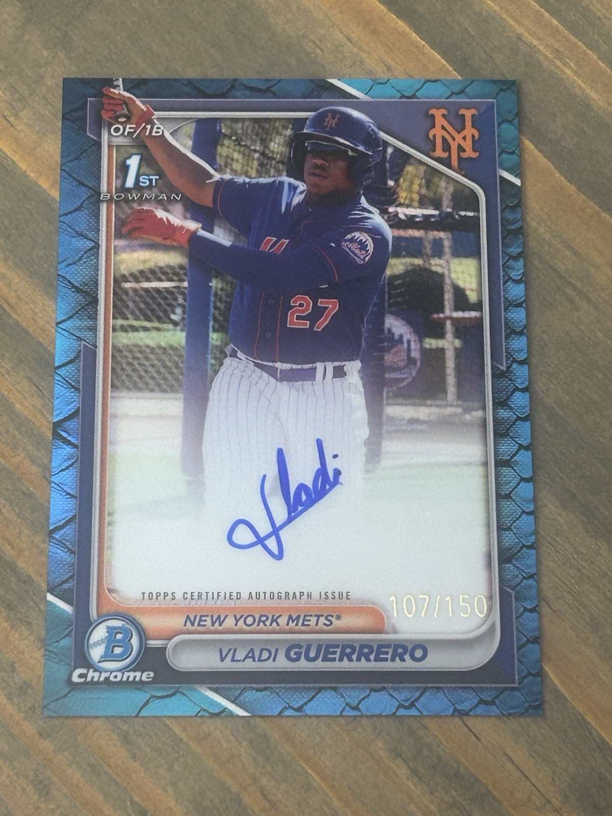 Vladi Guerrero 2024 1st Bowman Chrome CPA-VG Reptilian Blue Refractor Auto /150