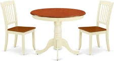 ANDA3-BMK-W 3 Piece Kitchen Table Set for Small Spaces Contains a round Dining T