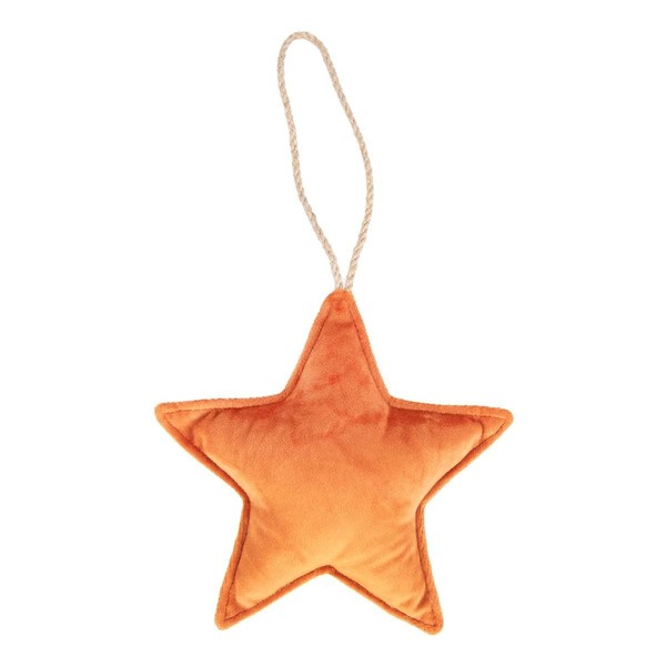 INNA-Glas Deko HäNger Stern Eyrun, Aus Samt, AufhäNgeseil, Orange, Ø16Cm-image