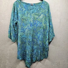 Lost River Clothing Top Women XL Crinkle Gauzy Asymmetrical Artsy Lagenlook