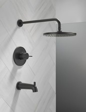 Delta Modern 14 Series Round Rain Bathtub and Shower Faucet Set, Rainfall Matte