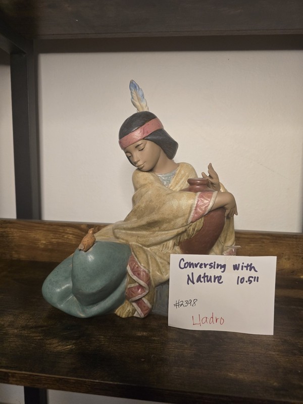 Lladro #2398 Conversing With Nature W/Box Figurine Vintage Antique Native Girl