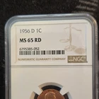 1956-D Lincoln Wheat Cent Bronze NGC MS 65 RD Uncirculated Denver KM#132
