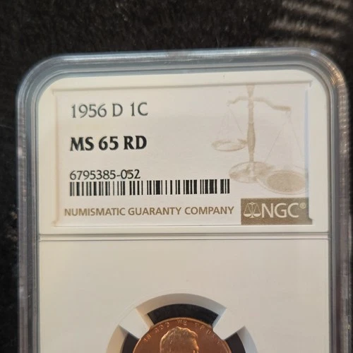1956-D Lincoln Wheat Cent Bronze NGC MS 65 RD Uncirculated Denver KM#132