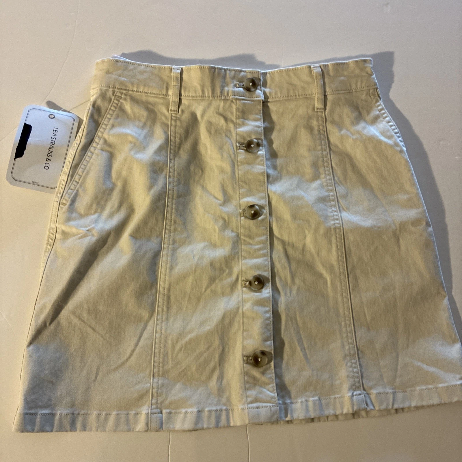 ✅DOCKERS Mini Skirt Women's Size 27 Summer Earth Color Cotton Comfy Button Front