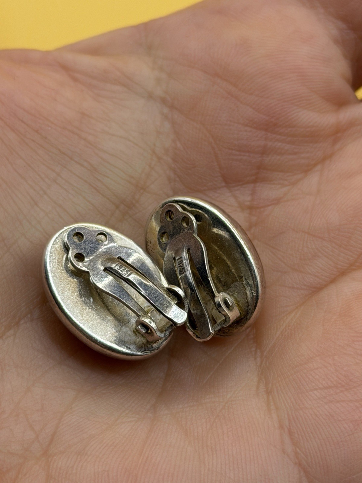 Simple Baltic Honey Amber Sterling Silver Oval Cabochon Clip On Earrings #145 image 4