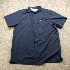 Columbia Shirt Mens Large Blue Omni-Shade Short Sleeve Button Front Fishing