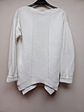 M S Collection Jumper Pullover M Cream Cotton 3/4 Sleeve Turn Back Cuff