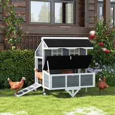 PawHut 43" Chicken Coop with Wheels, Chicken Tractor for 2-4 Hens, Rabbits
