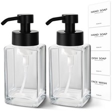 Foaming Soap Dispenser, 12oz/350ml Glass Refillable With Foaming Pump, Labels