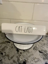 Rae Dunn Cat Lady Desk Plaque Sign Cat Lover Office Table Shelf Decor