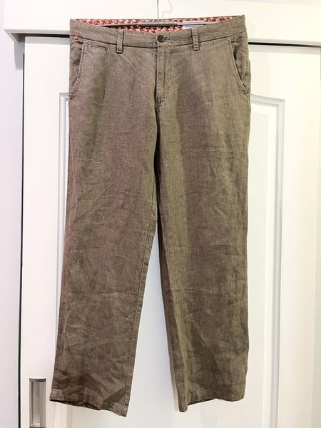 Men Hugo Boss Trousers Khaki Linen 33 / L / 48