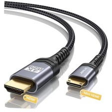 Mini HDMI to HDMI Cable Aluminum Shell, Braided High Speed 4K 60Hz 3FT Grey