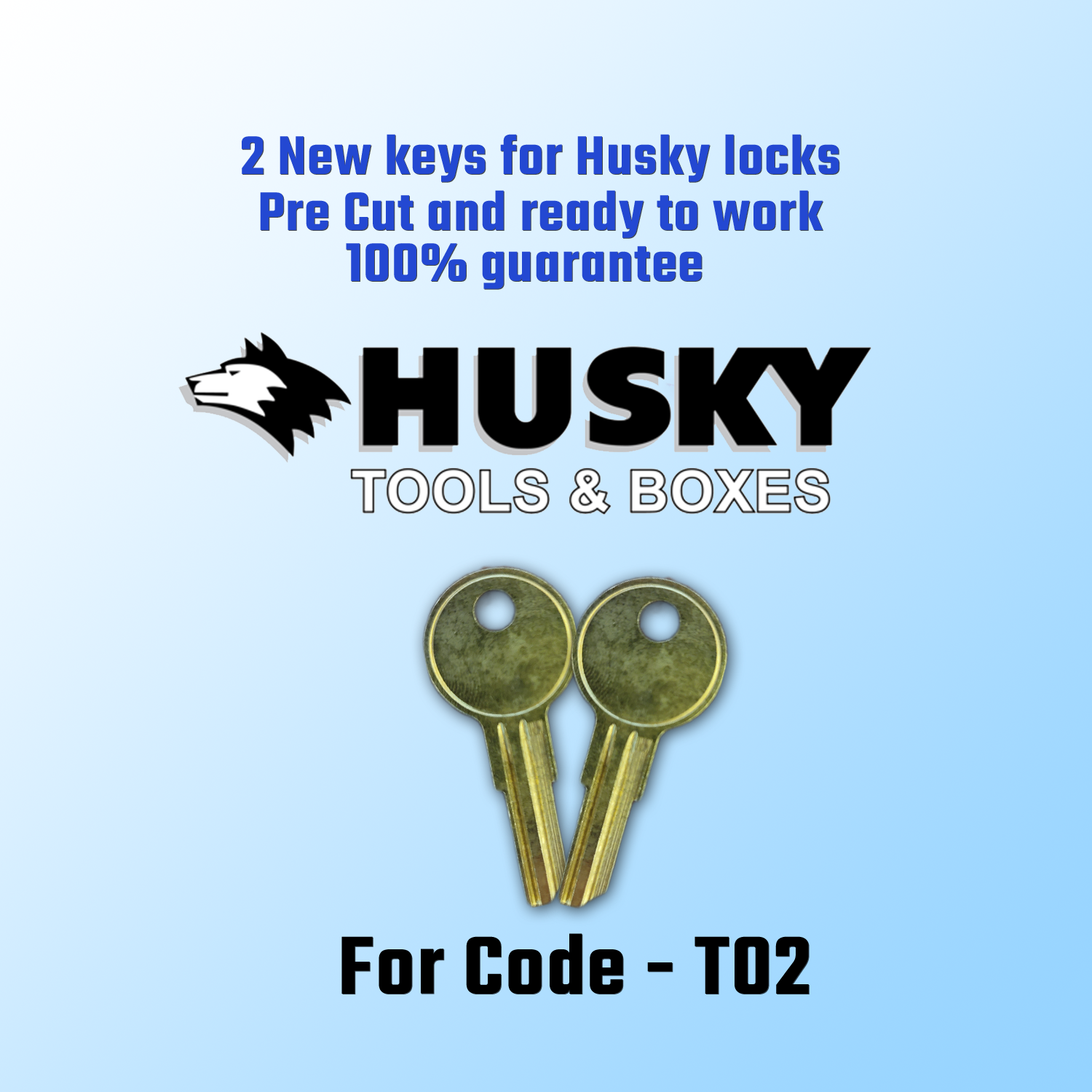 Husky Replacement Key T02 Keys. Replacement pre cut keys for Husky tool box locks, cut to ...