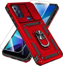 For Moto G Power 2022 Case Shockproof Protective Military Guard Phone Cover-Red