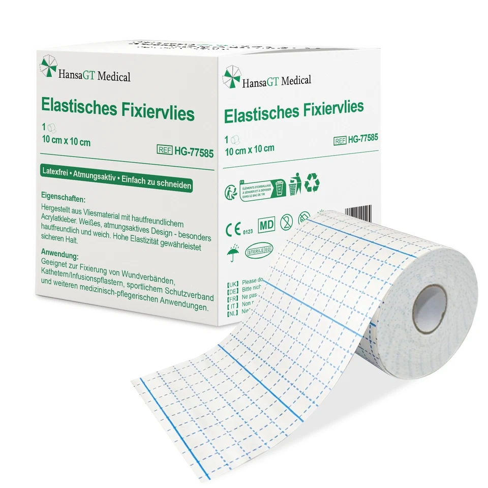 HANSAGT MEDICAL Fixierpflaster, Rollenpflaster weiß sensitiv mit starker Klebekraft, elastisch