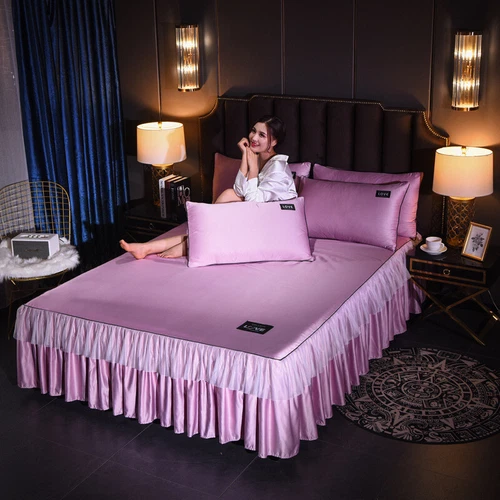 Luxus Satin Seide Bett Rock Staub Rüschen Elegant Bettlaken 14" Drop Queen King - Bild 40 von 41