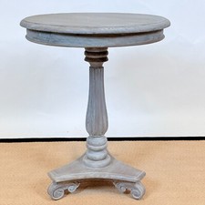 Tavolo bistrot bar rotondo tradizionale in legno grigio lavato lime vintage