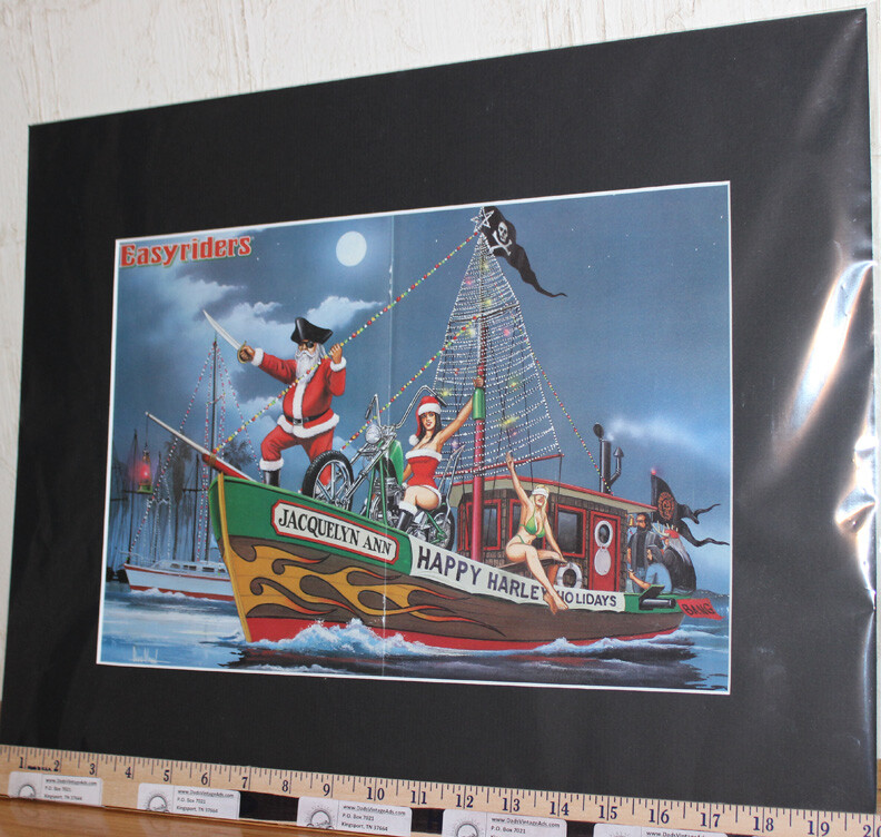 David Mann Motorcycle Biker Easyriders Christmas 16 x 20 Matted