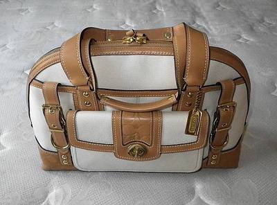 COACH HAMPTONS MIRANDA CANVAS EMBOSSED LEATHER C LG BUSINESS