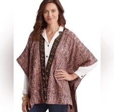 NWT Soft Surroundings Kimono Cape Beaded Knit Sweater One Size