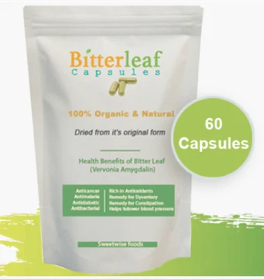 BITTER LEAF CAPSUES Bitter Leaf Capsules - 60 Capsules 400mg 100% Natural Bitterness 100% Organic