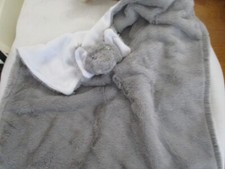Gray Elephant Plush Lovey White Ears  white back stitched eye Security Blanket