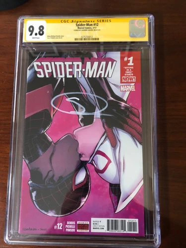 Spider-Man #12 CGC 9.8 SS Shameik Moore Miles Morales Autograph Spider-Gwen Kiss