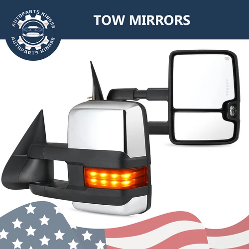 Chrome Power Heated Tow Mirrors For 2003 - 2006 Chevy Silverado 1500 2500HD 3500
