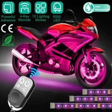 6PCS RGB Motorcycle LED Light Strips Accent Glow Neon Strip Kit Remote Control
