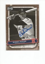BOBBY DOERR Autographed Signed 2005 UD Classics Baseball card Boston Red Sox COA
