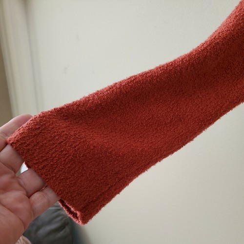 Flax Pima Boucle Cotton Cardigan Button Front Burnt Orange Size S/M Lagenlook - Picture 2 of 7
