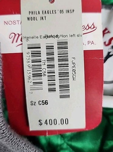 1960s Eagles Throwback Mitchell & Ness '05 REPLICA Quilted Wool Jacket Sz 56 NWT - Picture 13 of 18
