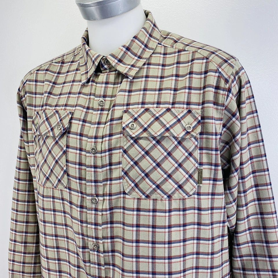  Merrell Men’s Shirt Size XL Plaid Long Sleeve Opti-Wick Button Up UPF 30+   U25 - Image 2 of 4