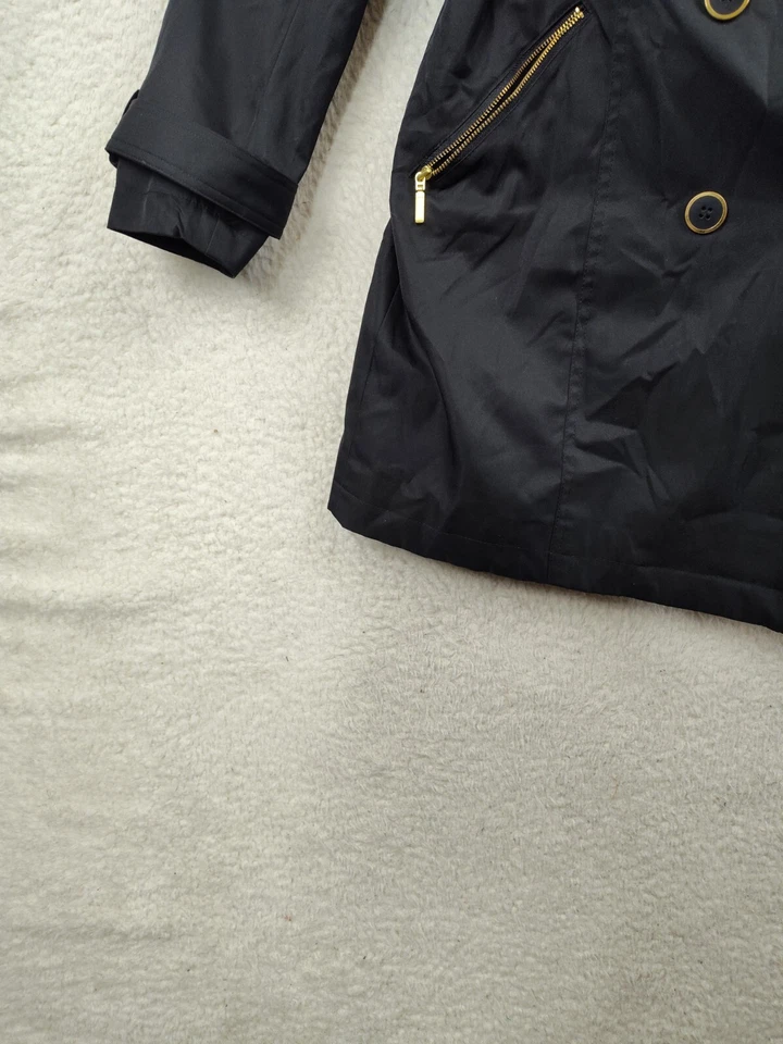 Jaqueta feminina Roz Ali pequena preta 100% poliéster peito duplo com cinto blazer fit - Imagem 4 de 4