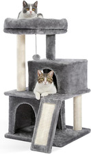 34 Inches Cat Tree Multilevel Cat Tower with Double Condos, Spacious Perch, Full