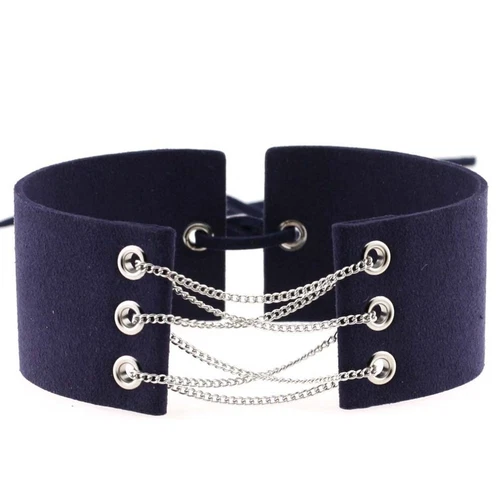 Gothic Samt breit mit Kette Choker Halskette Punk verstellbar Halsband Zubehör - Bild 43 von 55