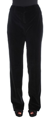 ERMANNO SCERVINO Pants Black Velvet Cotton Straight Leg s. IT42/ US8/M RRP $580 
