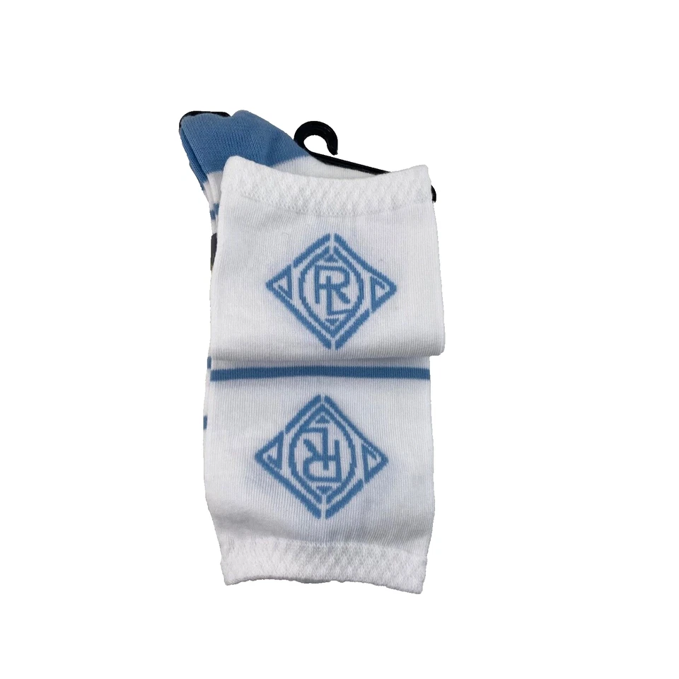 Mujeres Polo Ralph Lauren Vestido Calcetines Azul Cielo Blanco Se Ajusta a Zapato Talla 4 - 10 1/2 Foto 2 de 4