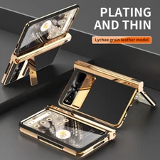 For Google Pixel Fold Case Hinge Protection Leather Pen Slot Stand Screen Cover