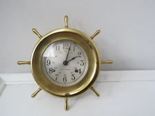 Vintage Seth Thomas Ships Wheel Brass Clock  ( Helmsman )Mechanical Ships Time
