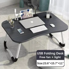 Laptop Tray Lap Desk Stand Foldable Bed Table Notebook Tray Cup Slot Adjustable