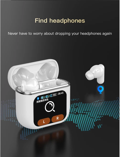 Wireless Active Noise cancelling Bluetooth Touchscreen Earphones iPhone Android - Image 3 of 4