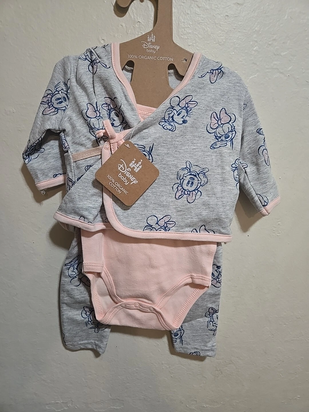 NWT Disney Baby Clothes Minnie 3-Piece Hooded Set 0 /3 months Organic Cotton