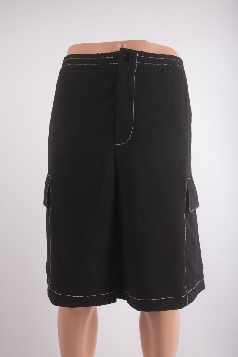 Zara Mens Cargo Shorts Jogger Waist XL Black Loose Fit