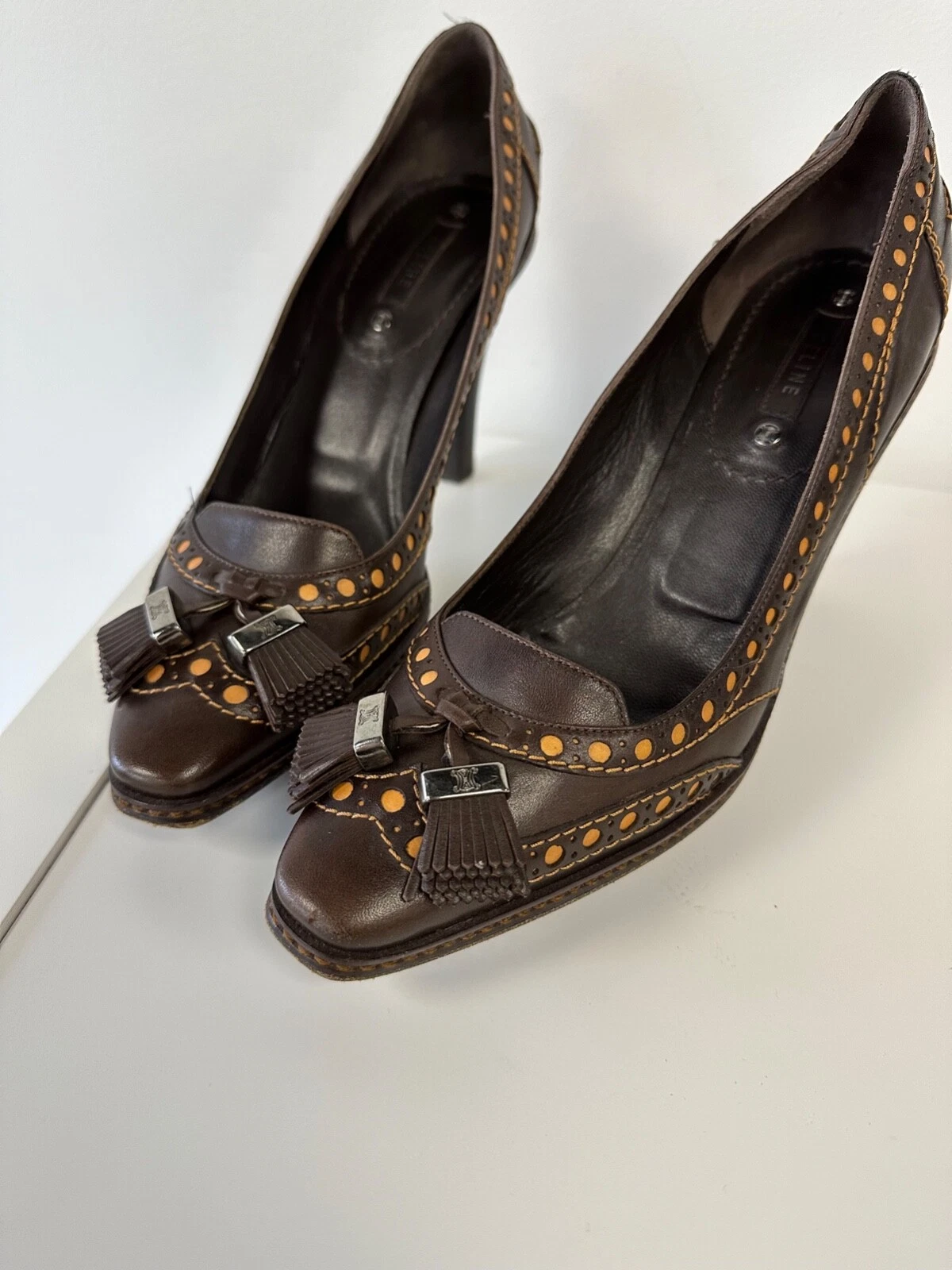 Scarpe da donna marroni in pelle Celine taglia 39 5 US 9