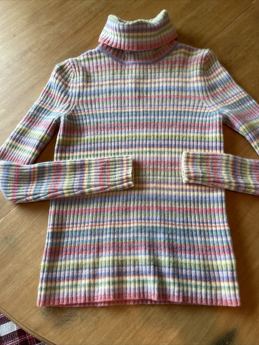 Ralph Lauren Turtleneck Sweater Stripe Lambswool Angora XS VTG Flawless  Soft