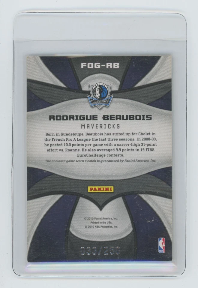 2009-10 Panini Certified Fabric of the Game Rodrigue Beaubois 033/250 Basketball - Image 2 of 2